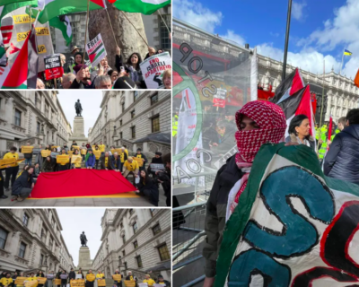 Gruppi pro-Palestina protestano contro la visita di Netanyahu a Londra