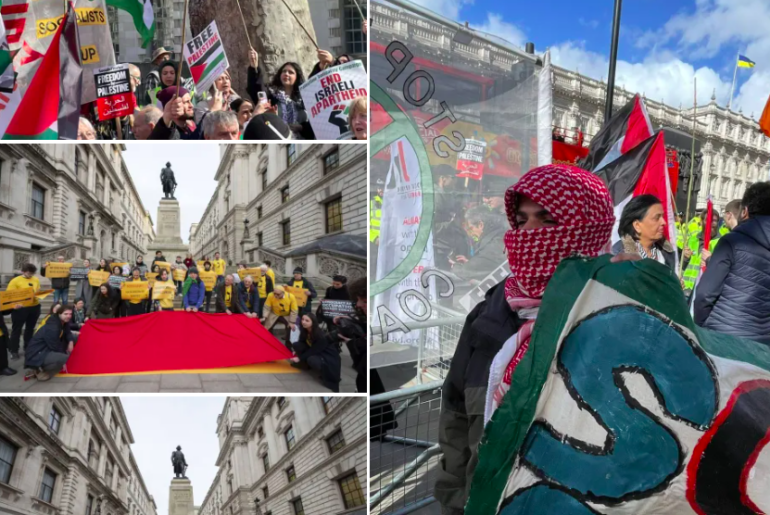 Gruppi pro-Palestina protestano contro la visita di Netanyahu a Londra