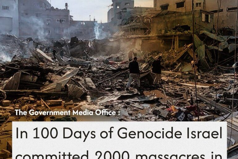 Genocidio israelo-statunitense a Gaza: 100 giorni di massacri di civili e nessuno ferma il mostro sionista